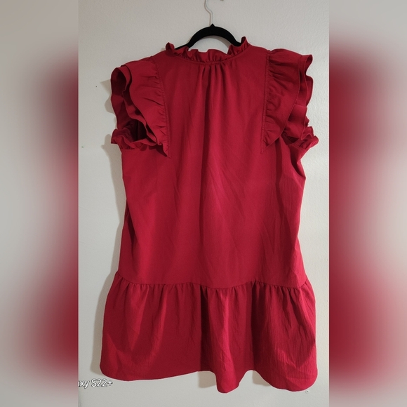 ANRABESS XXL DRESS COLOR WINE RUFLEE SLEEVE. - Picture 2 of 13